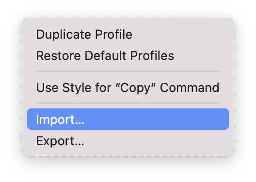 macOS Terminal Profiles Import